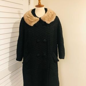 Mink Collar 1950s Coat